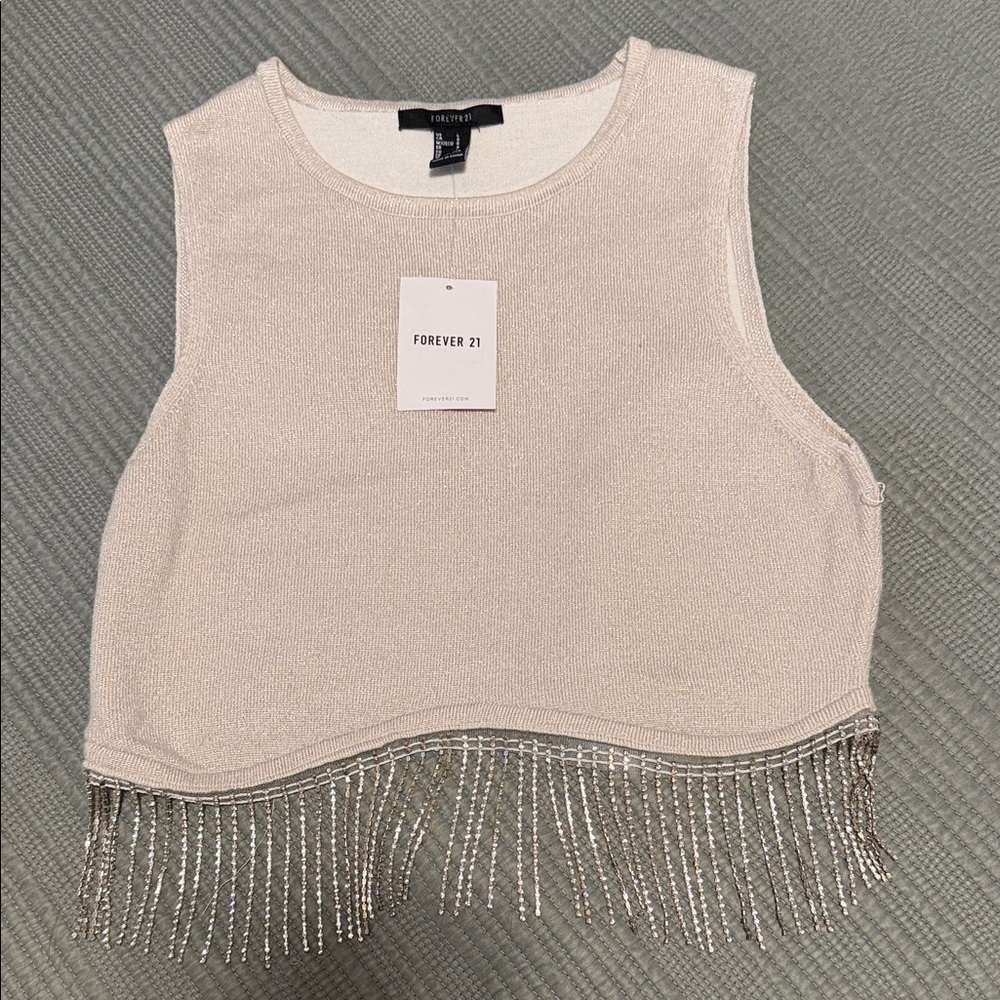 Forever 21 Beige Fringe Tank Top